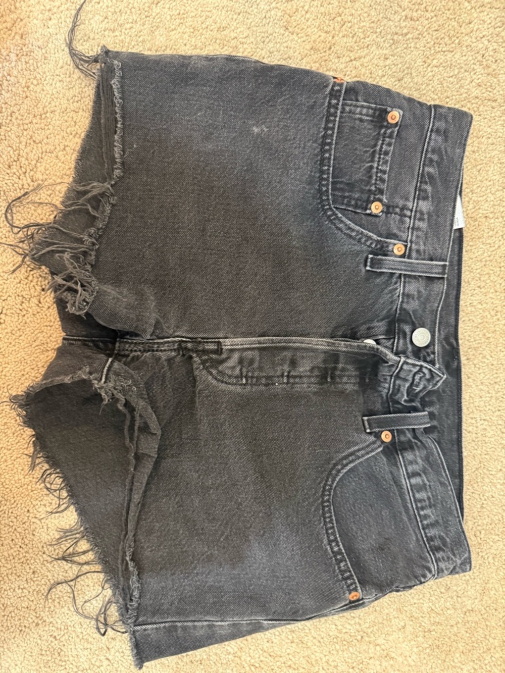 Levi's Black Distressed Denim Shorts